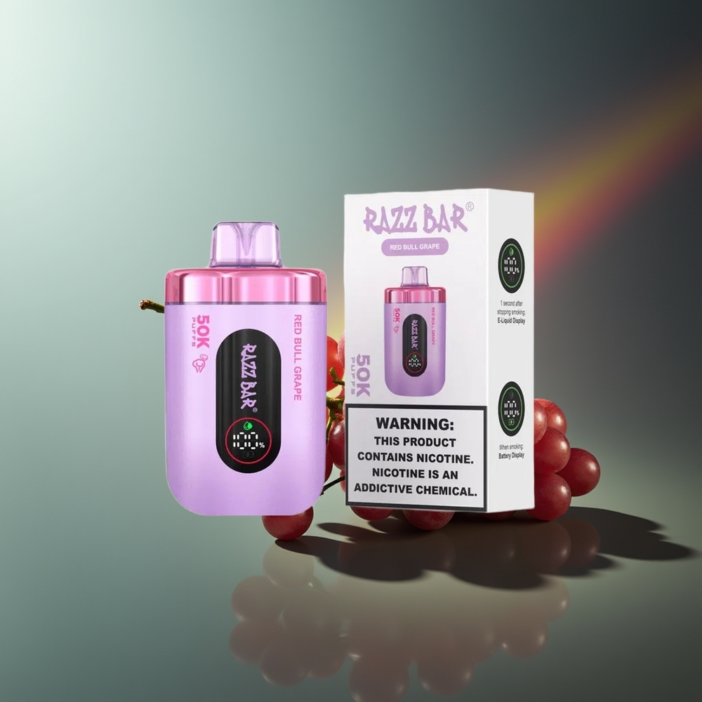 Wholesale Lithuania Razz Bar 50K Puffs Vienkartinės Elektroninės Cigaretės 2% Nikotino Raudonojo Buliaus Vynuogė 1.0 Ohm Tinklelinė Apvija