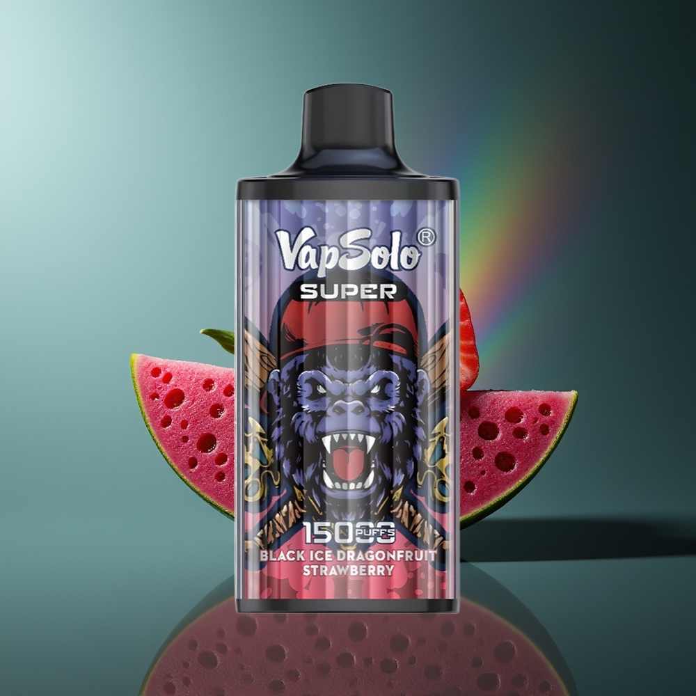 Wholesale Lithuania VapSolo Super 15000 Puffs Juoda Uogų-Drakono Vaisiaus Žemuogė 40ml Type-C