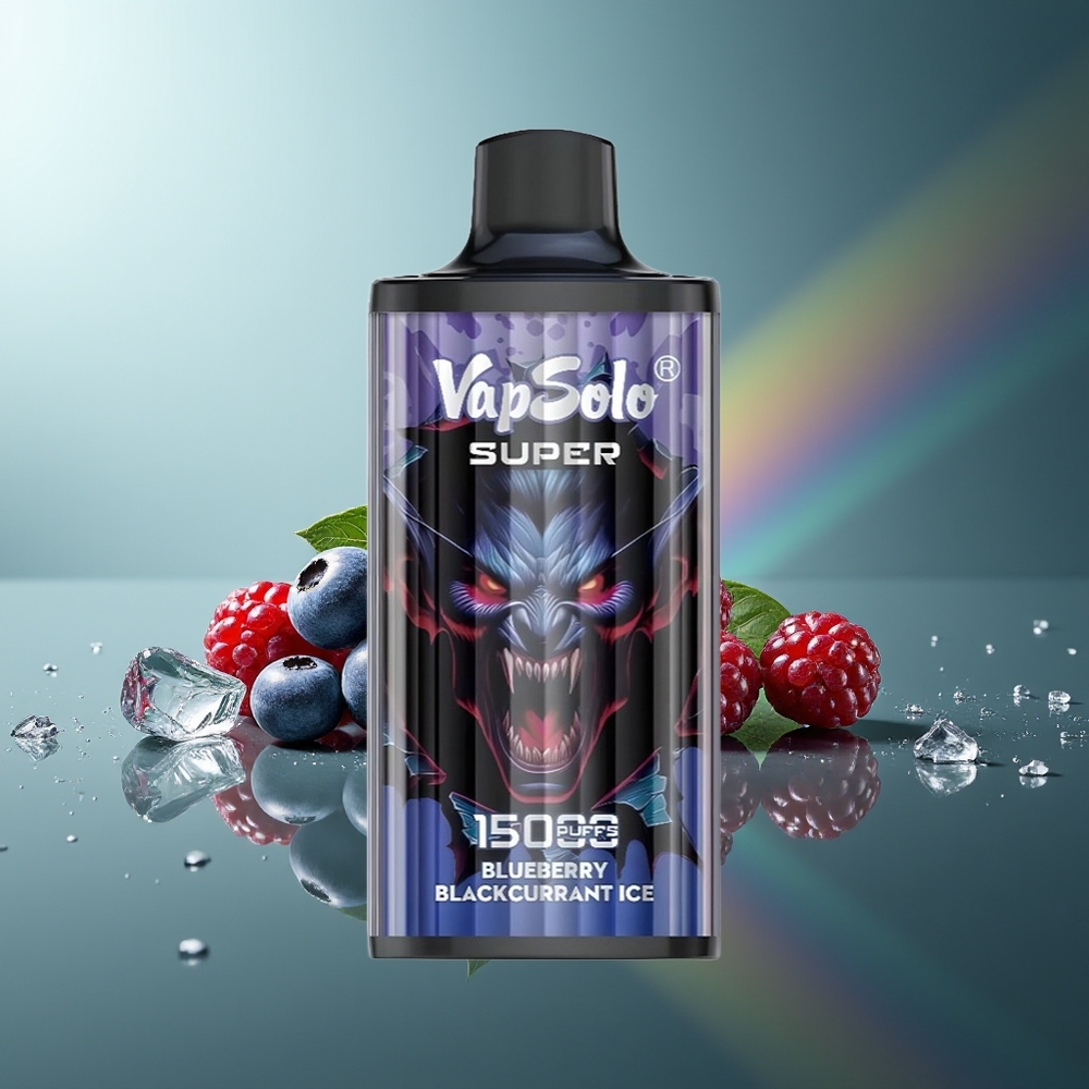 Wholesale Lithuania VapSolo Super 15000 Puffs Mėlynųjų Serbentų ir Juodųjų Serbentų Ledas 40ml Type-C