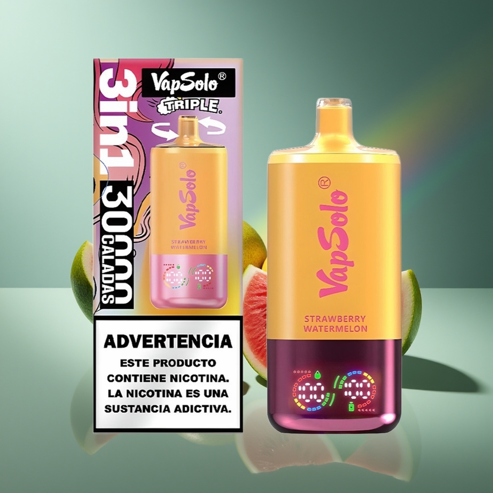 Wholesale Lithuania VapSolo Triple 30000 Puffs Braškynės Arbūzas & Citrinų Persikas Type-C
