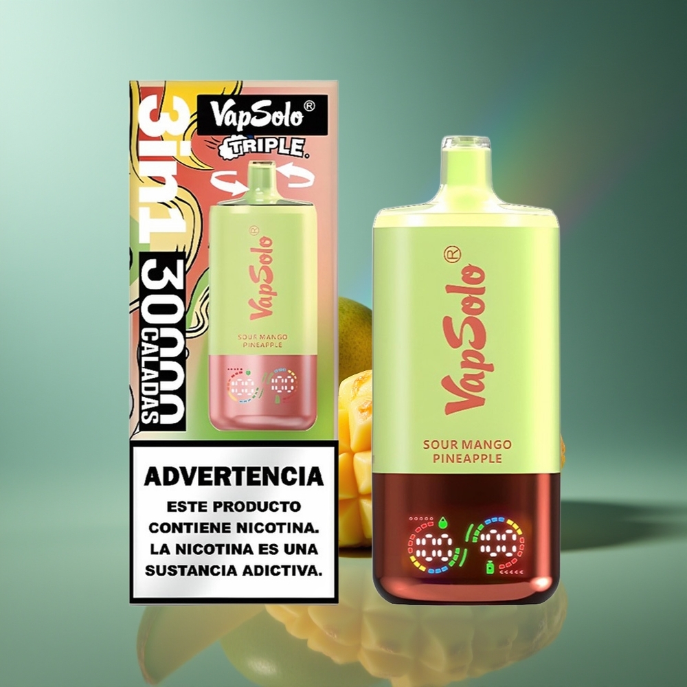 Wholesale Lithuania VapSolo Triple 30000 Puffs Sūrelis Mango Ananasas Type-C