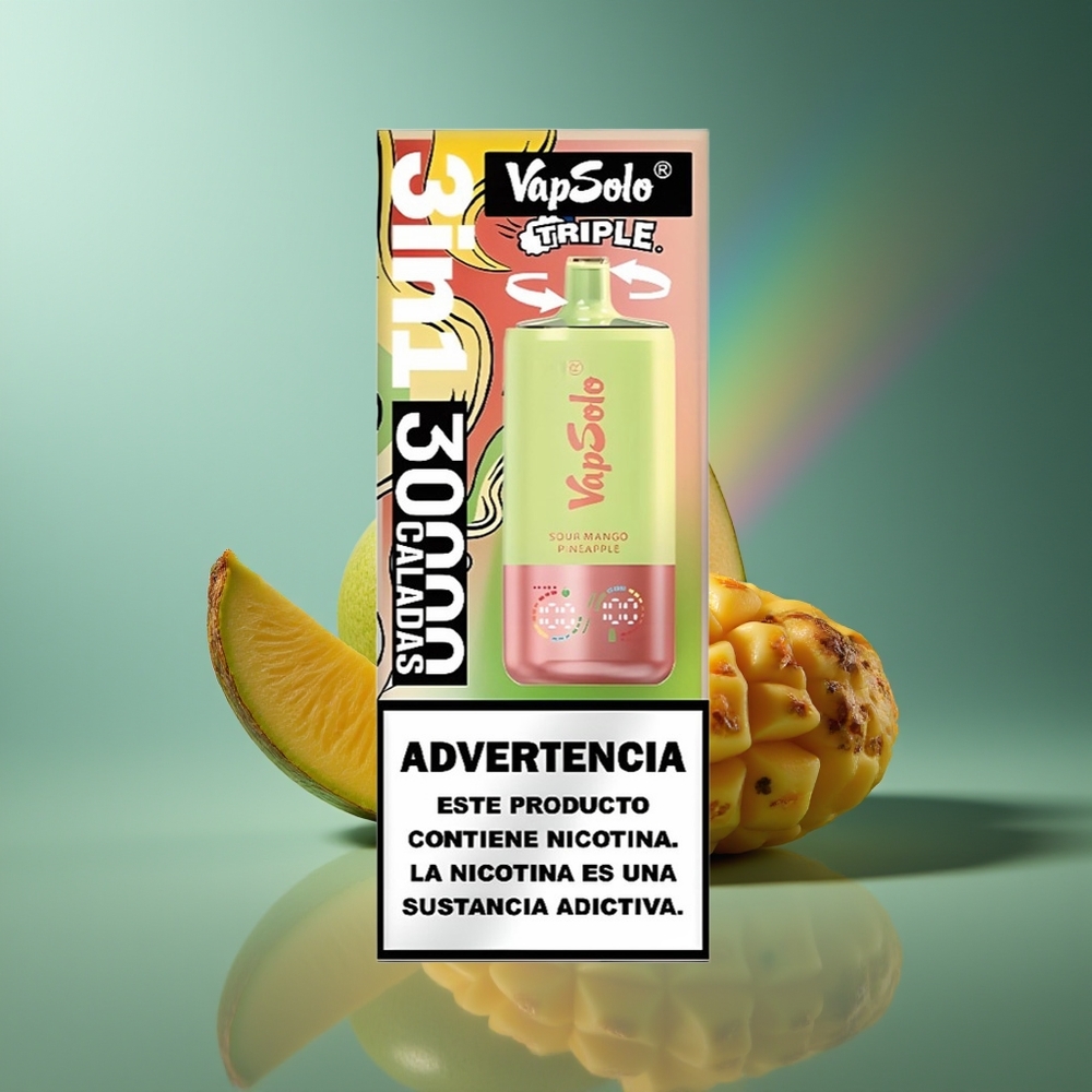 Wholesale Lithuania VapSolo Triple 30000 Puffs Sūrelis Mango Ananasas Type-C