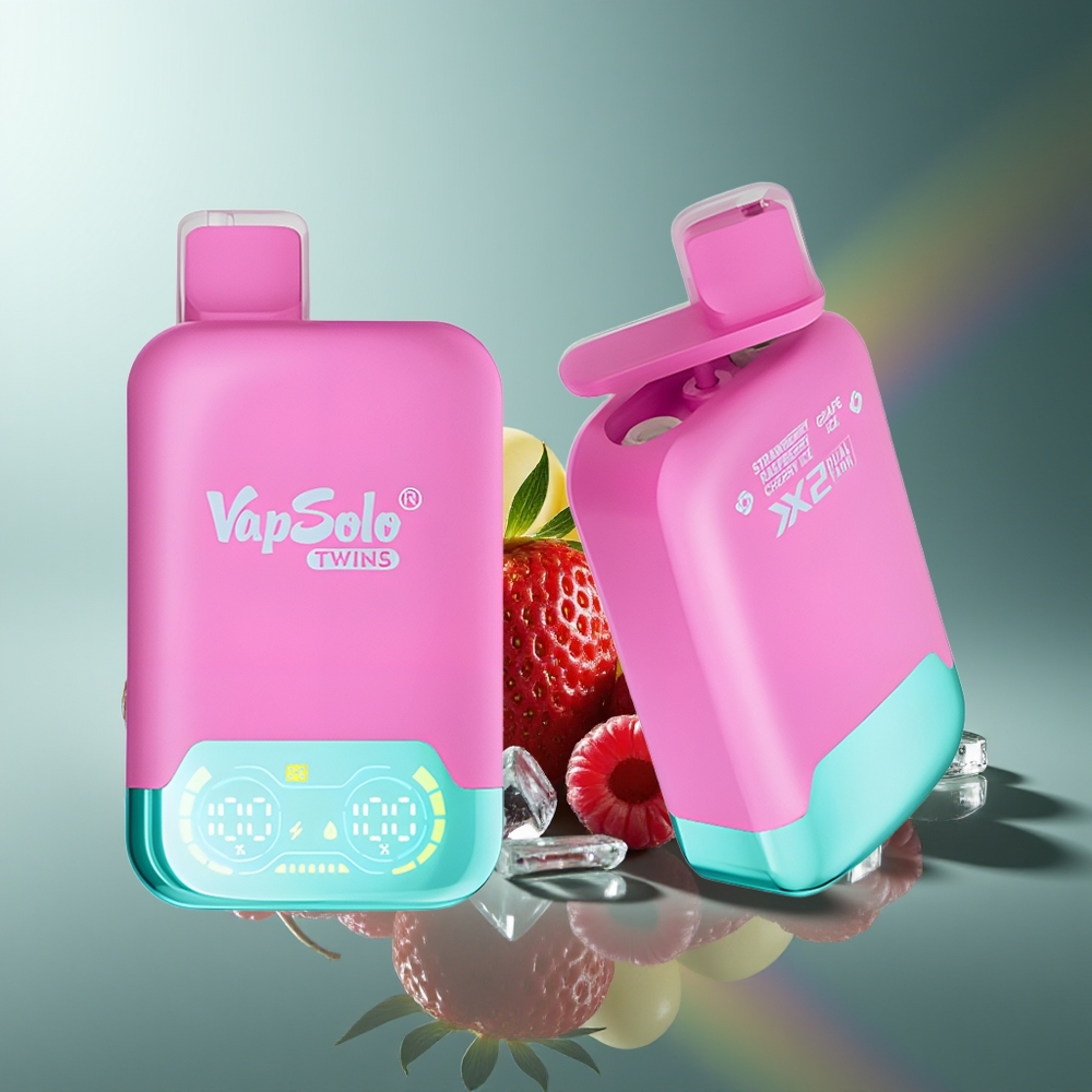 Wholesale Lithuania VapSolo Twins 20000 Puffs 40ml Braškės Avietės Vyšnios Ledas & Vynuogių Ledas