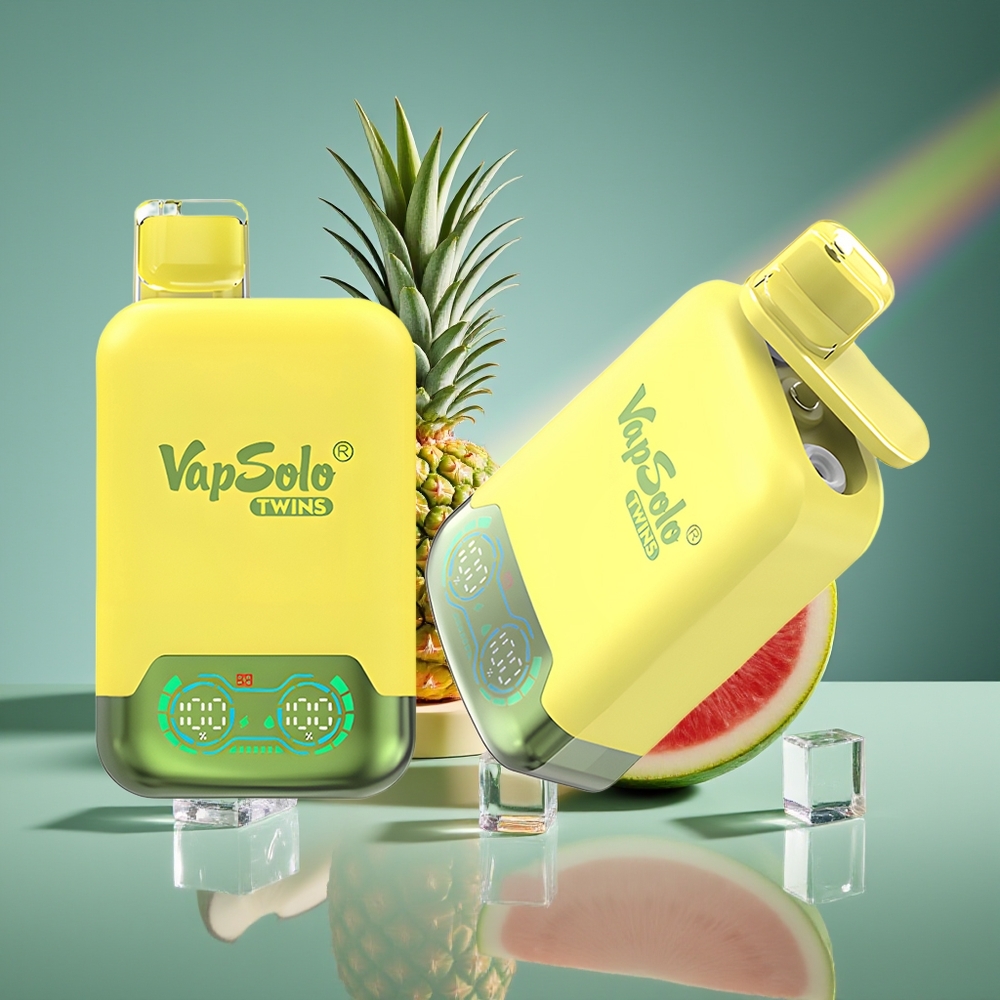 Wholesale Lithuania VapSolo Twins 20000 Puffs Ananasas Kokosas & Arbūzas Ledas 40ml 20mg/ml Type-C