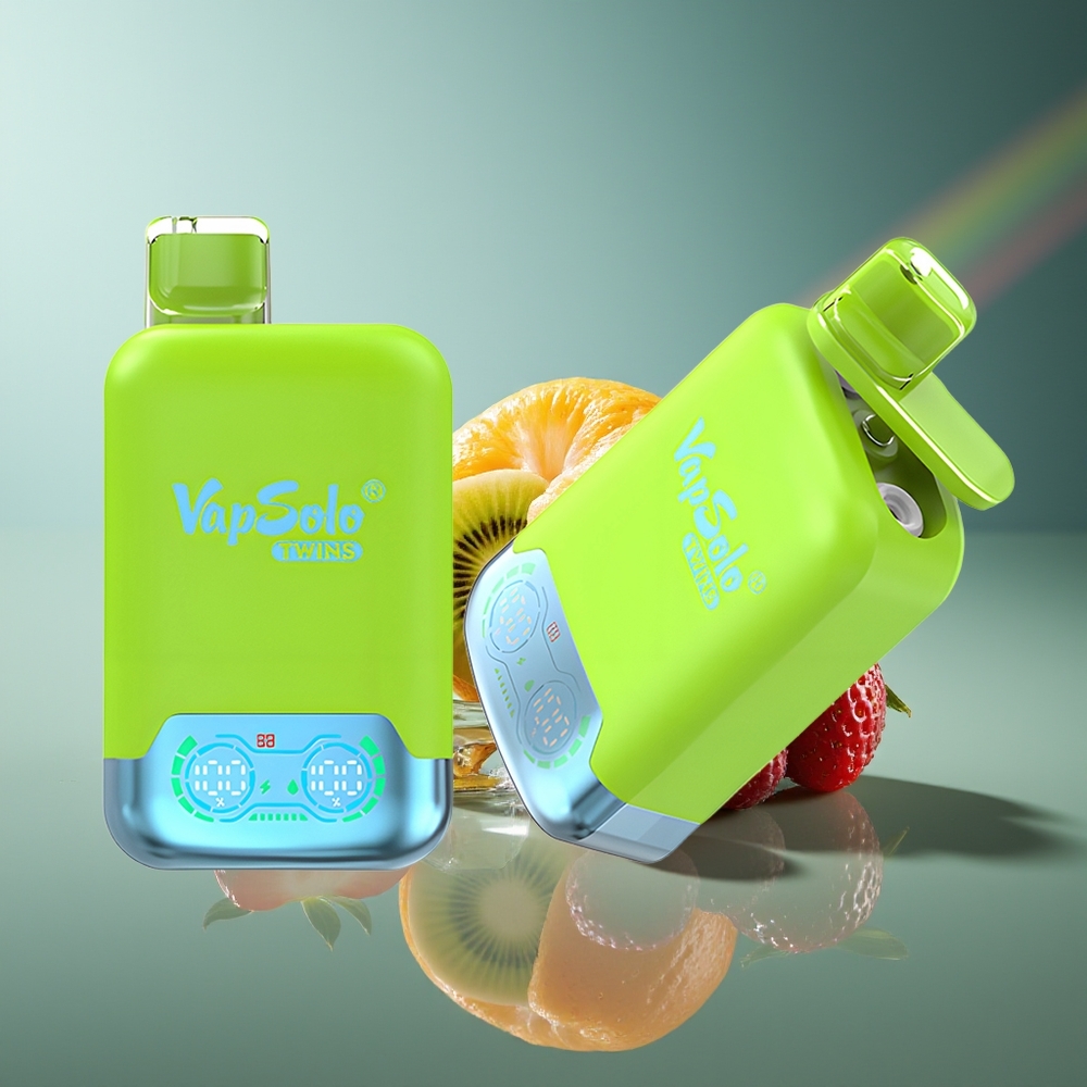 Wholesale Lithuania VapSolo Twins 20000 Puffs Braškės Kiwi & Braškės Avietės Vyšnios Ledas 40ml Type-C