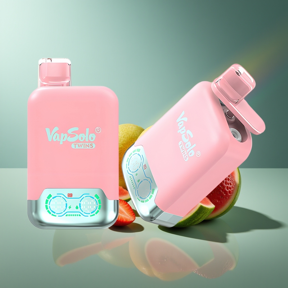Wholesale Lithuania VapSolo Twins 20000 Puffs Braškių Ledas & Mango Persikų Arbūzas 40ml Type-C