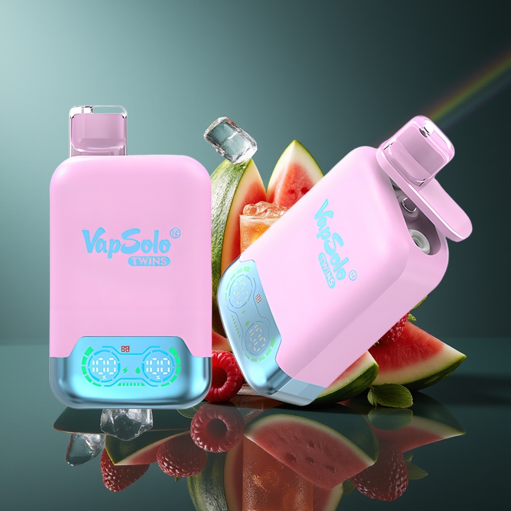 Wholesale Lithuania VapSolo Twins 20000 Puffs Juodojo ledo drakonas/vynuogė braškė & avietė arbūzas 40 ml 2 Type-C