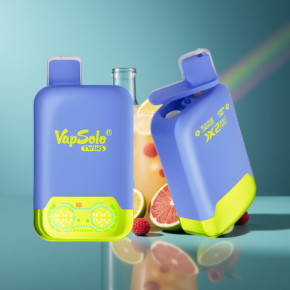 Wholesale Lithuania VapSolo Twins 20000 Puffs Mėlyna Avietė Citrinų Limonadas & Citrina Žaluma 40ml Type-C