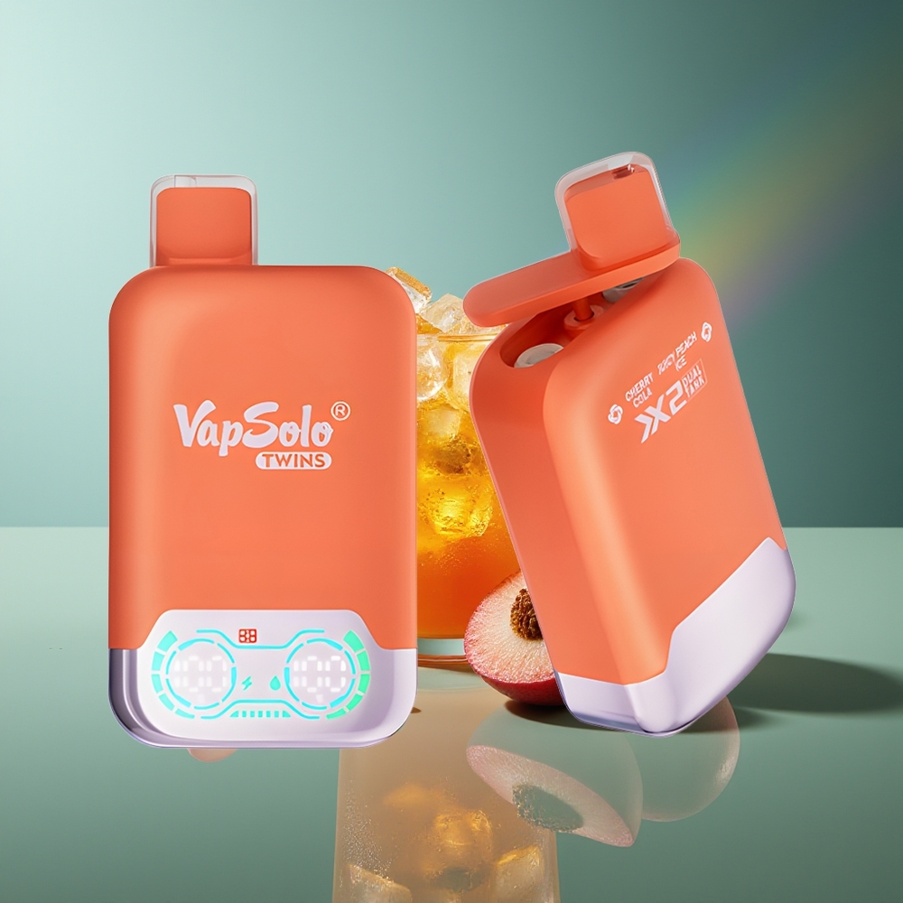 Wholesale Lithuania VapSolo Twins 20000 Puffs Vyšnių Kola & Sultingo Persiko Ledas 40ml Type-C