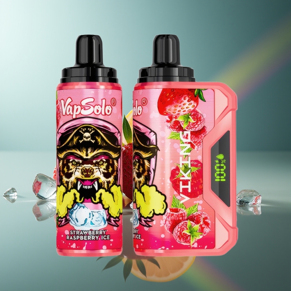 Wholesale Lithuania VapSolo VIKING 12000 Puffs 22ml Braškės Aviečių Ledas Vienkartinės Elektroninės Cigaretės Type-C