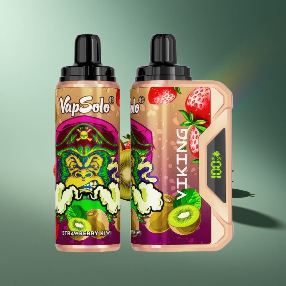 Wholesale Lithuania VapSolo VIKING 12000 Puffs 22ml Braškių Kiwi Vienkartinės Elektroninės Cigaretės Type-C LED