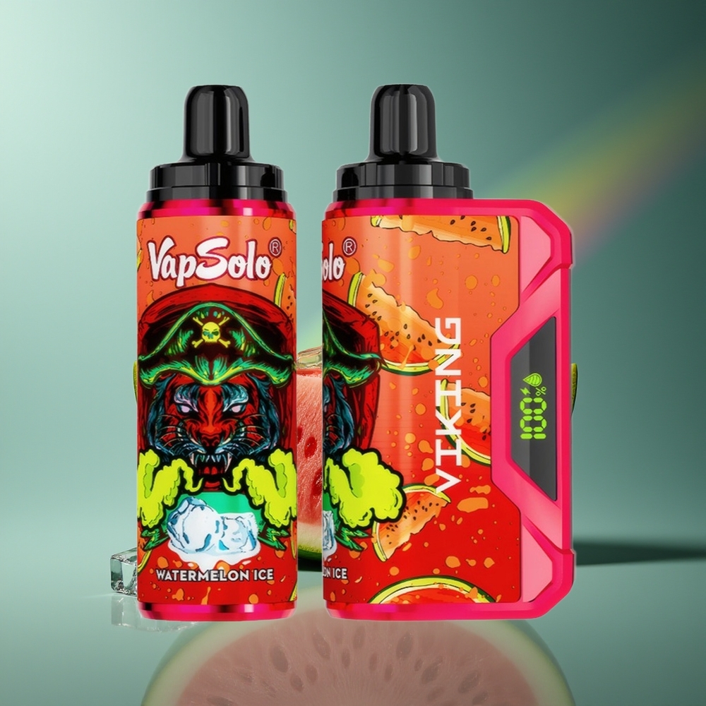 Wholesale Lithuania VapSolo VIKING 12000 Puffs Arbūzas Ledas Vienkartinės Elektroninės Cigaretės 22ml Type-C