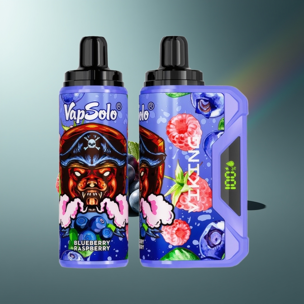 Wholesale Lithuania VapSolo VIKING 12000 Puffs Mėlynųjų Gervuogių Aviečių Vienkartinės Elektroninės Cigaretės 22ml Type-C