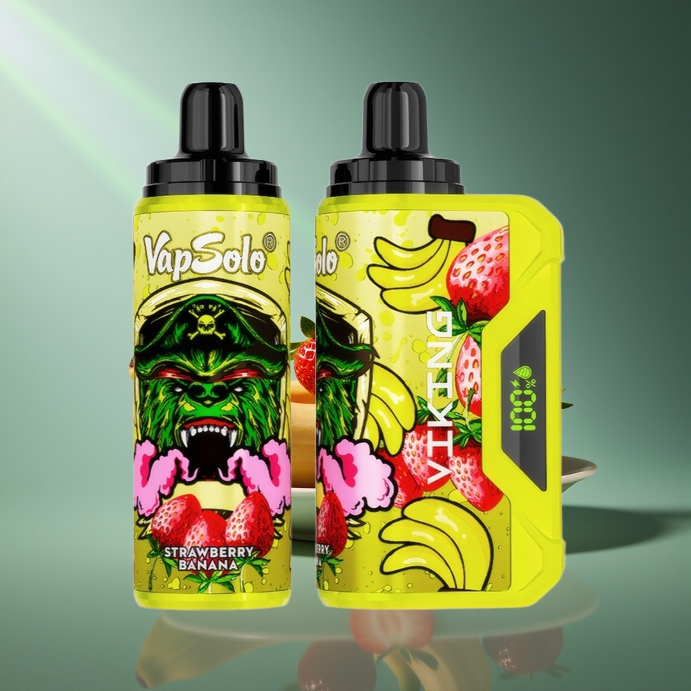 Wholesale Lithuania VapSolo VIKING 12000 Puffs Vienkartinės Elektroninės Cigaretės Braškės-Bananai 22ml Type-C