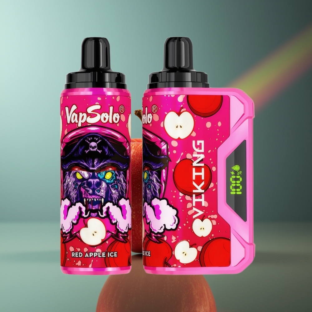 Wholesale Lithuania VapSolo VIKING 12000 Puffs Vienkartinės Elektroninės Cigaretės Raudonas Obuolys Ledas Type-C