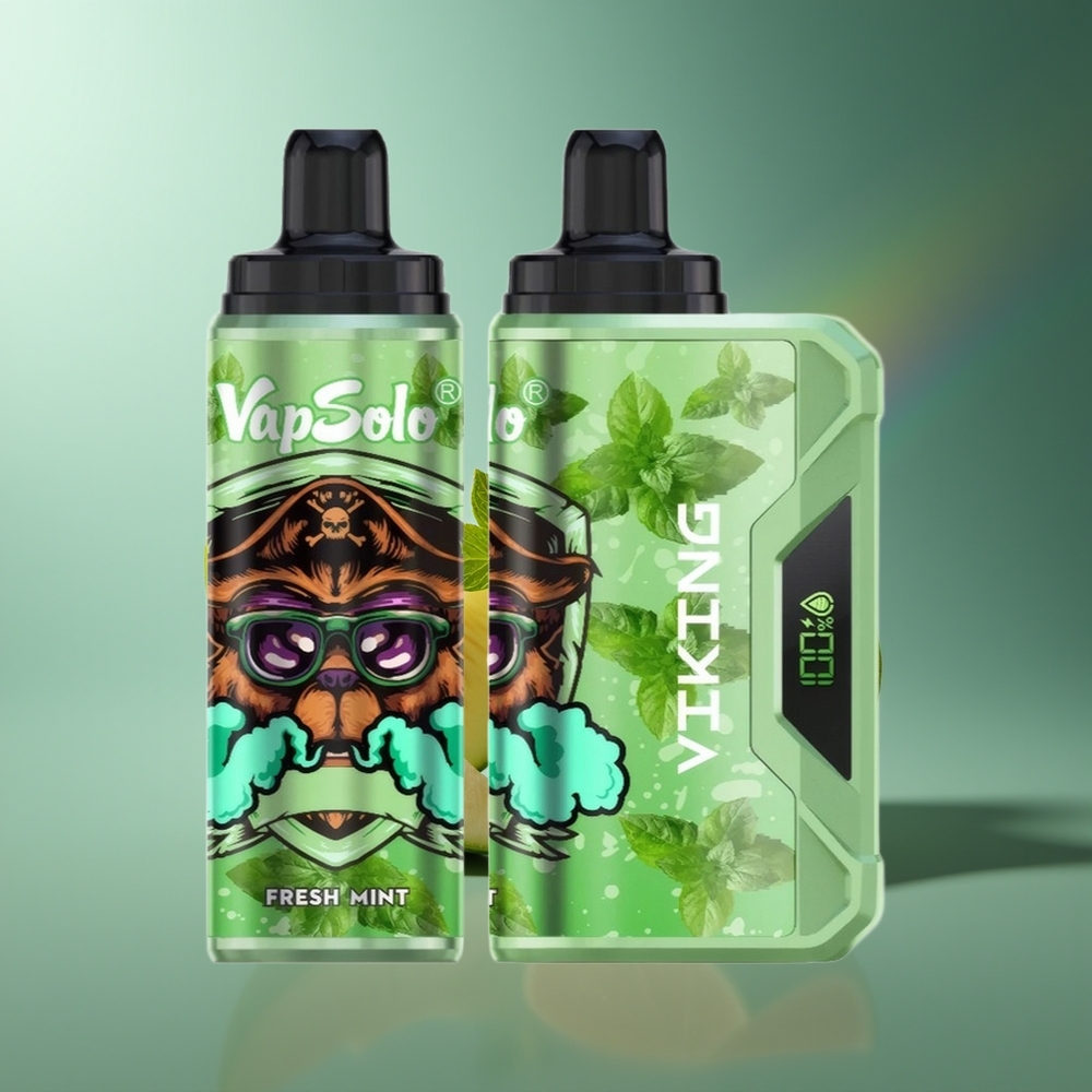 Wholesale Lithuania VapSolo VIKING 12000 Puffs Šviežios Mėtos Vienkartinės Elektroninės Cigaretės su 22ml ir Type-C