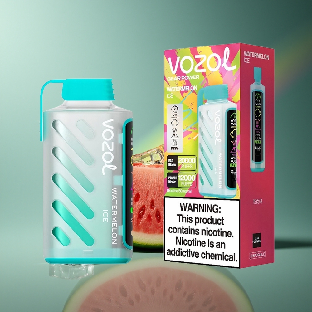 Wholesale Lithuania VOZOL Gear Power 20000 Puffs Arbūzas Ledas Vienkartinės Elektroninės Cigaretės Dual Mesh Coil Full Screen Display