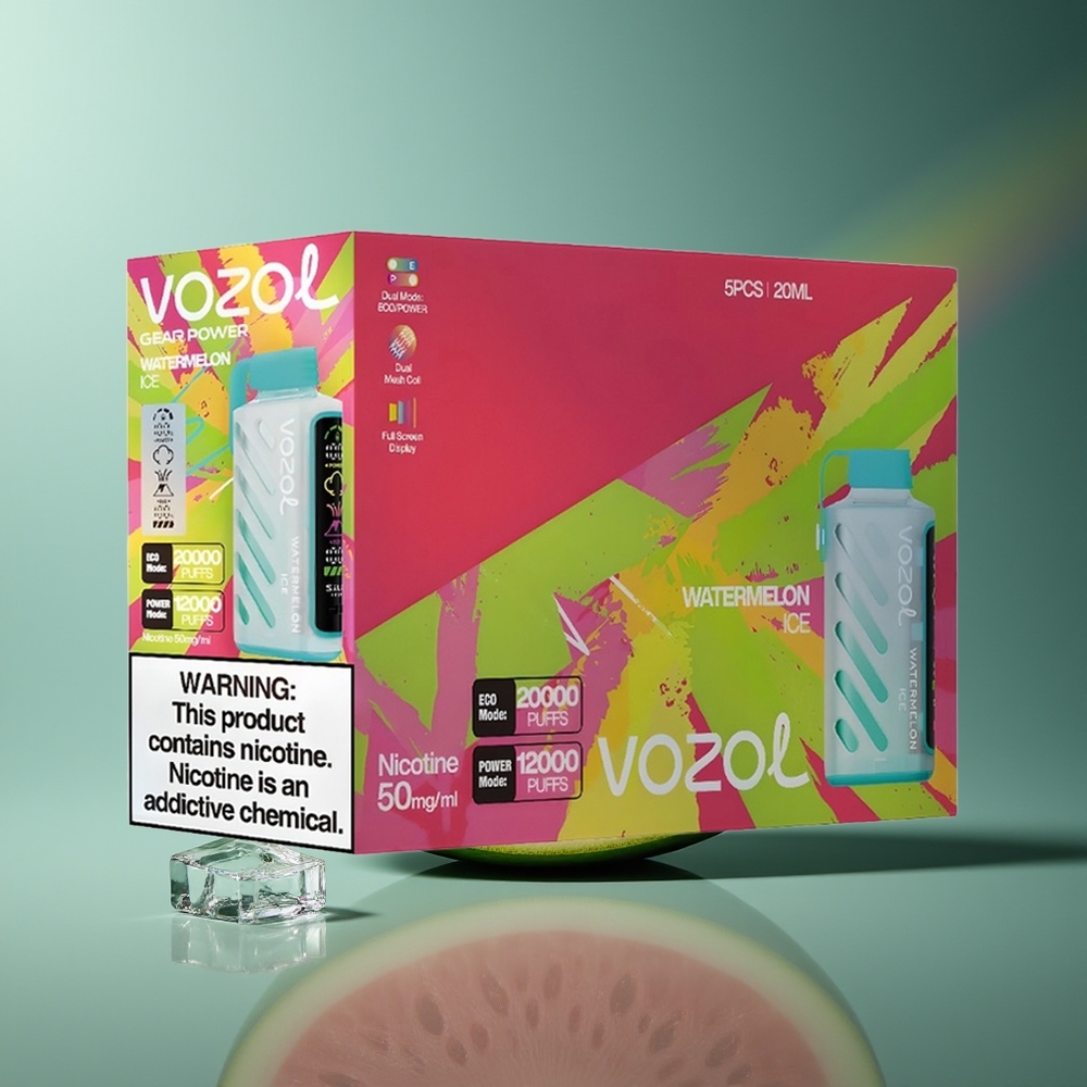 Wholesale Lithuania VOZOL Gear Power 20000 Puffs Arbūzas Ledas Vienkartinės Elektroninės Cigaretės Dual Mesh Coil Full Screen Display