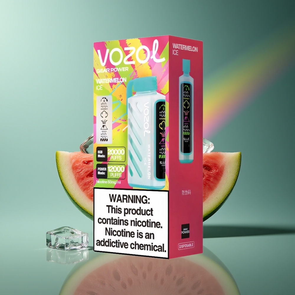 Wholesale Lithuania VOZOL Gear Power 20000 Puffs Arbūzas Ledas Vienkartinės Elektroninės Cigaretės Dual Mesh Coil Full Screen Display