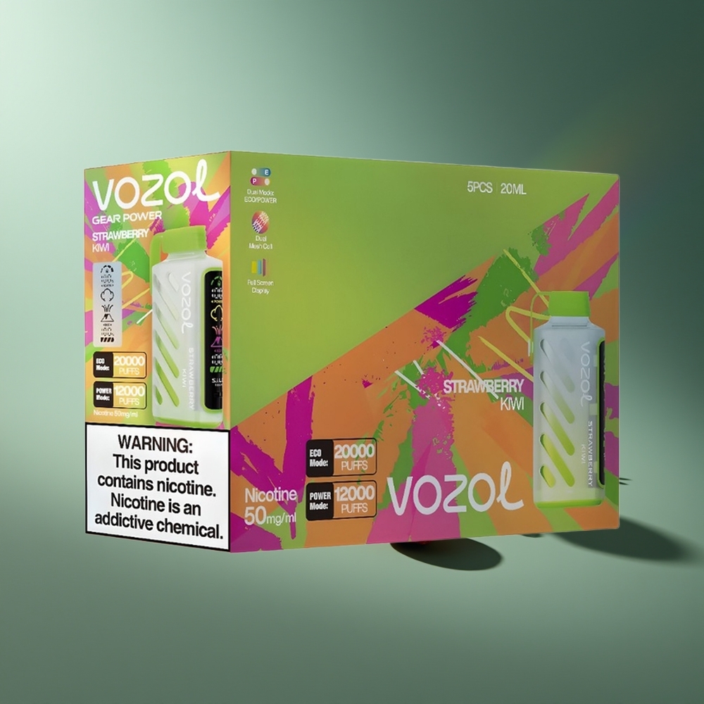 Wholesale Lithuania VOZOL Gear Power 20000 Puffs Braškių Kiwi Vienkartinės Elektroninės Cigaretės Dual Mesh Coil Full Screen Display