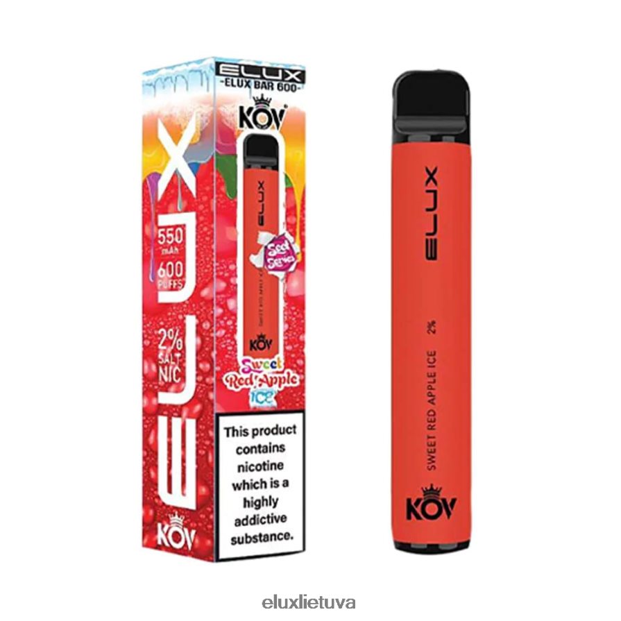 Elux Bar saldus serijos vienkartinis vape saldus raudonų obuolių ledas 84082411 Elux Vape Price
